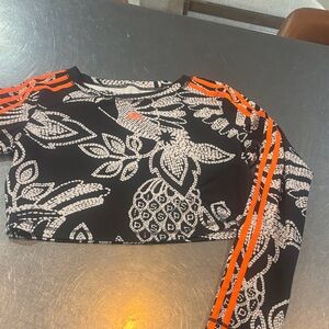 Adidas Black and White Top with Orange Logo